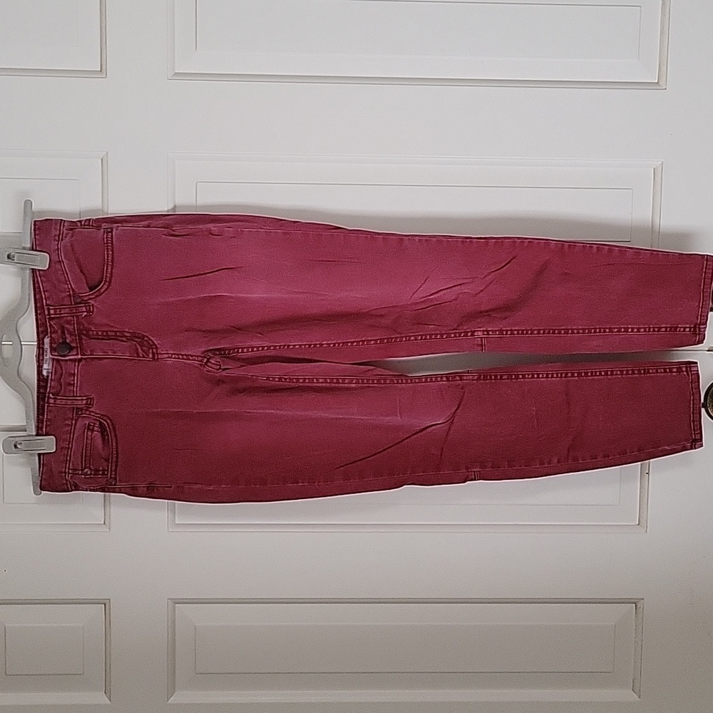 Free People women's red skinny jeans sz 26 punk grunge boho